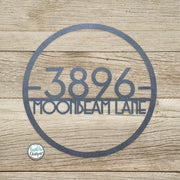 Metal Round Mid Century Modern Address Sign - Retro Style House Number Sign - Round Mid Century Address Number Sign - Style A2