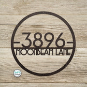 Metal Round Mid Century Modern Address Sign - Retro Style House Number Sign - Round Mid Century Address Number Sign - Style A2