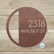 Round Metal Modern Deco Address Sign - Custom House Number Plaque - Round Street Name and Number Sign - Modern Deco Address Sign - Style A4