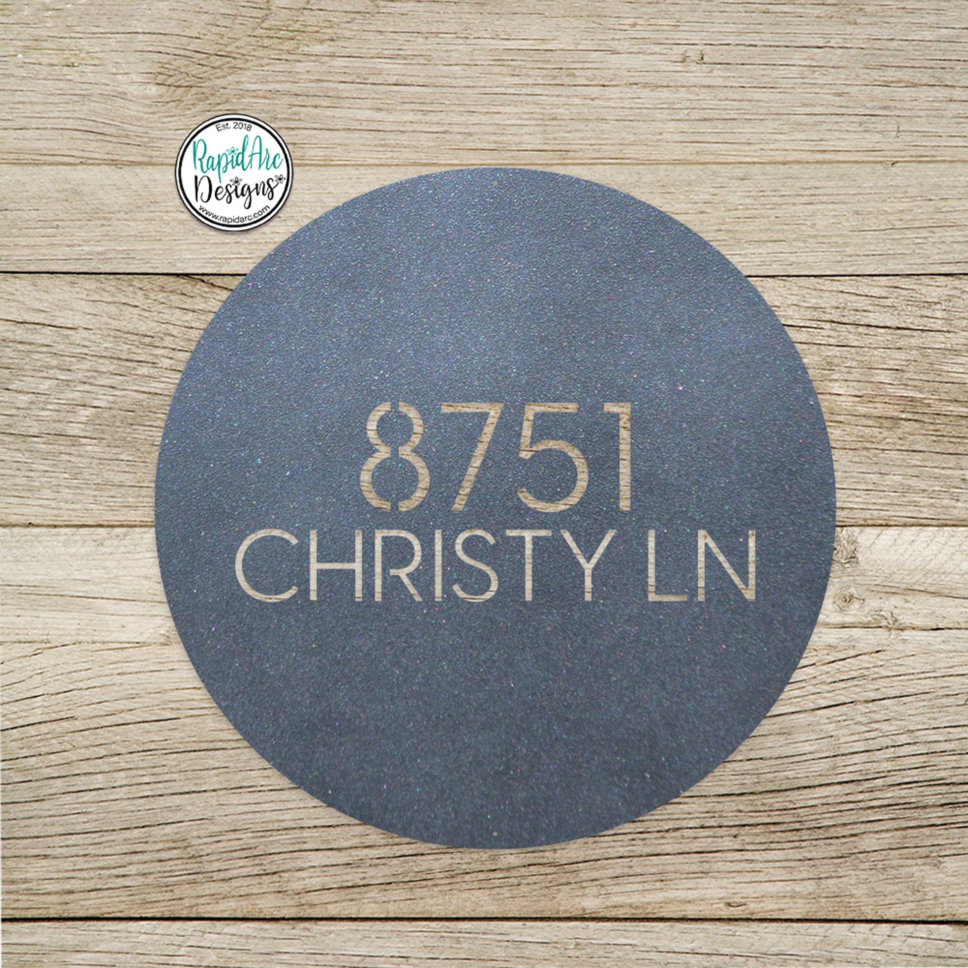 Round Metal Modern Address Sign - Custom House Number Plaque - Round Street Name and Number Sign - Modern Address Sign - Style A3