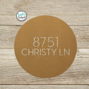 Round Metal Modern Address Sign - Custom House Number Plaque - Round Street Name and Number Sign - Modern Address Sign - Style A3