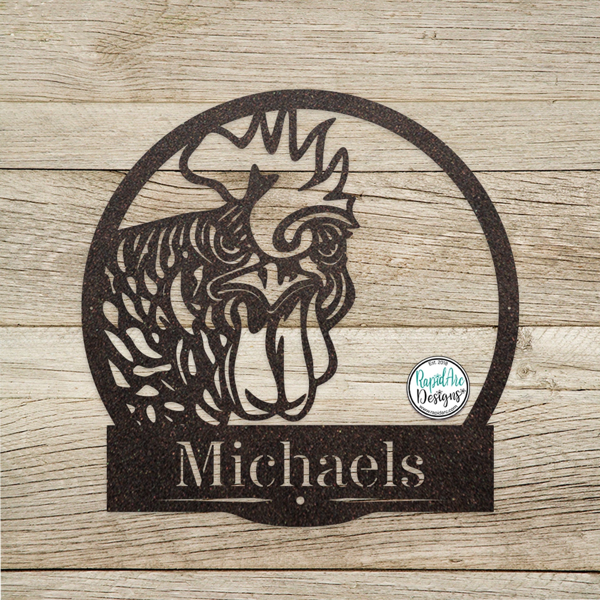 Metal Custom Rooster Name Sign - Personalized Rooster Wall Sign - Chicken Coop Sign - Rooster Art - Chicken Lover Gift - Custom Rooster