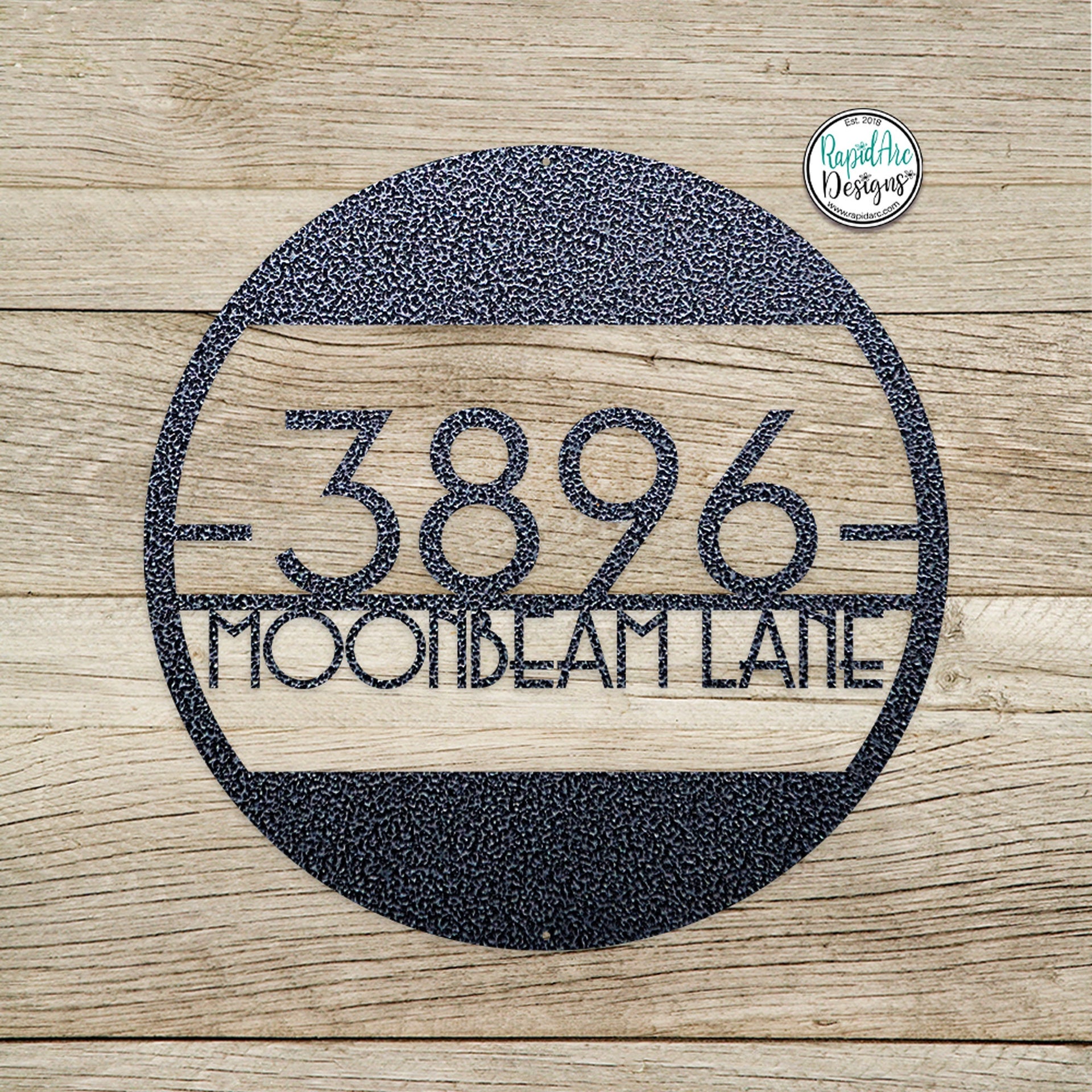 Metal Round Mid Century Modern Address Sign - Retro Style House Number Sign - Round Mid Century Address Number Sign - Style A1