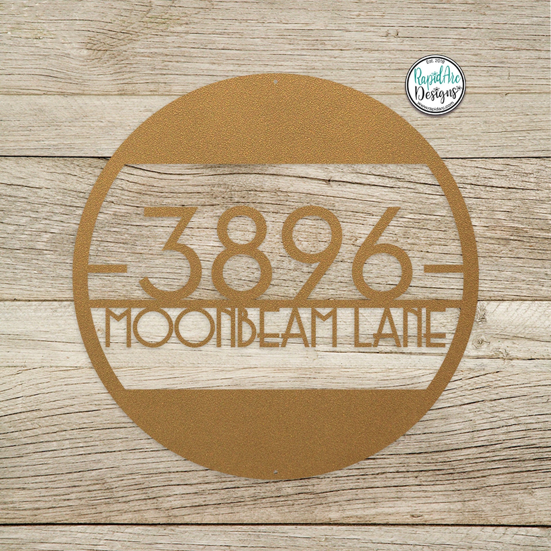 Metal Round Mid Century Modern Address Sign - Retro Style House Number Sign - Round Mid Century Address Number Sign - Style A1