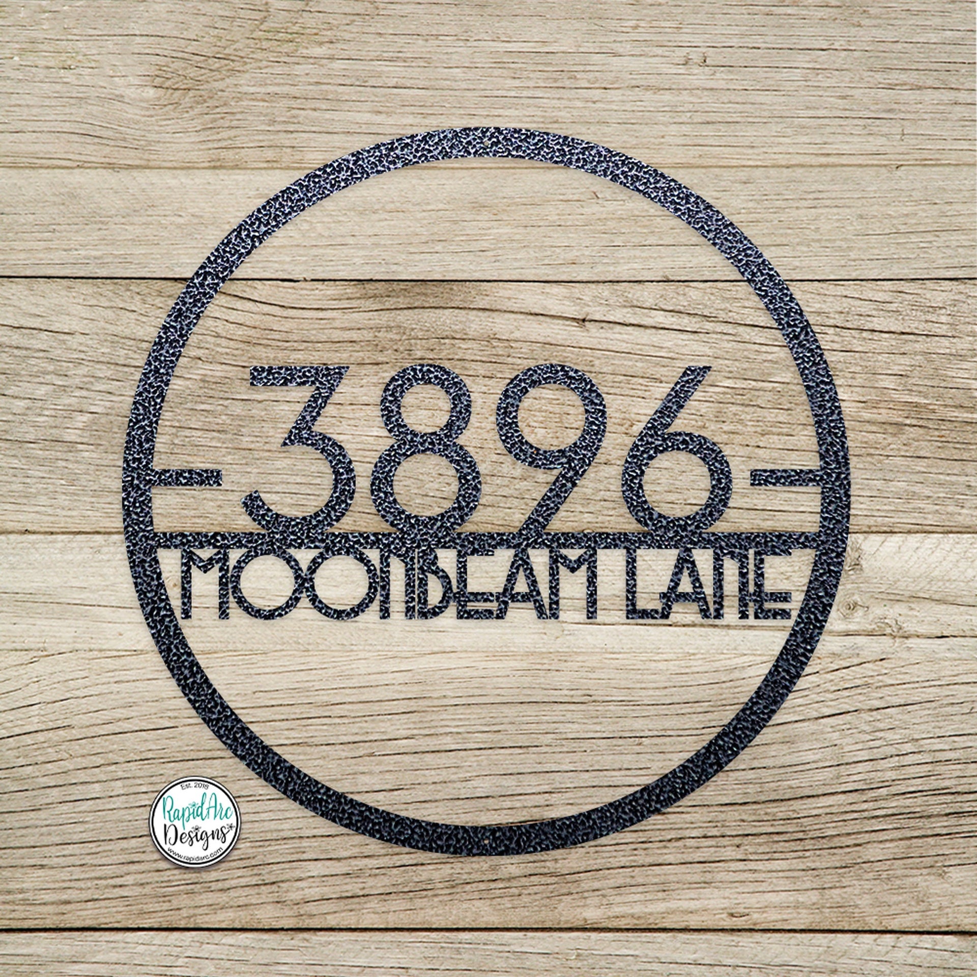 Metal Round Mid Century Modern Address Sign - Retro Style House Number Sign - Round Mid Century Address Number Sign - Style A2