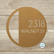 Round Metal Modern Deco Address Sign - Custom House Number Plaque - Round Street Name and Number Sign - Modern Deco Address Sign - Style A4
