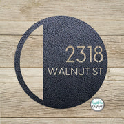 Round Metal Modern Deco Address Sign - Custom House Number Plaque - Round Street Name and Number Sign - Modern Deco Address Sign - Style A4