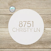 Round Metal Modern Address Sign - Custom House Number Plaque - Round Street Name and Number Sign - Modern Address Sign - Style A3
