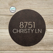 Round Metal Modern Address Sign - Custom House Number Plaque - Round Street Name and Number Sign - Modern Address Sign - Style A3