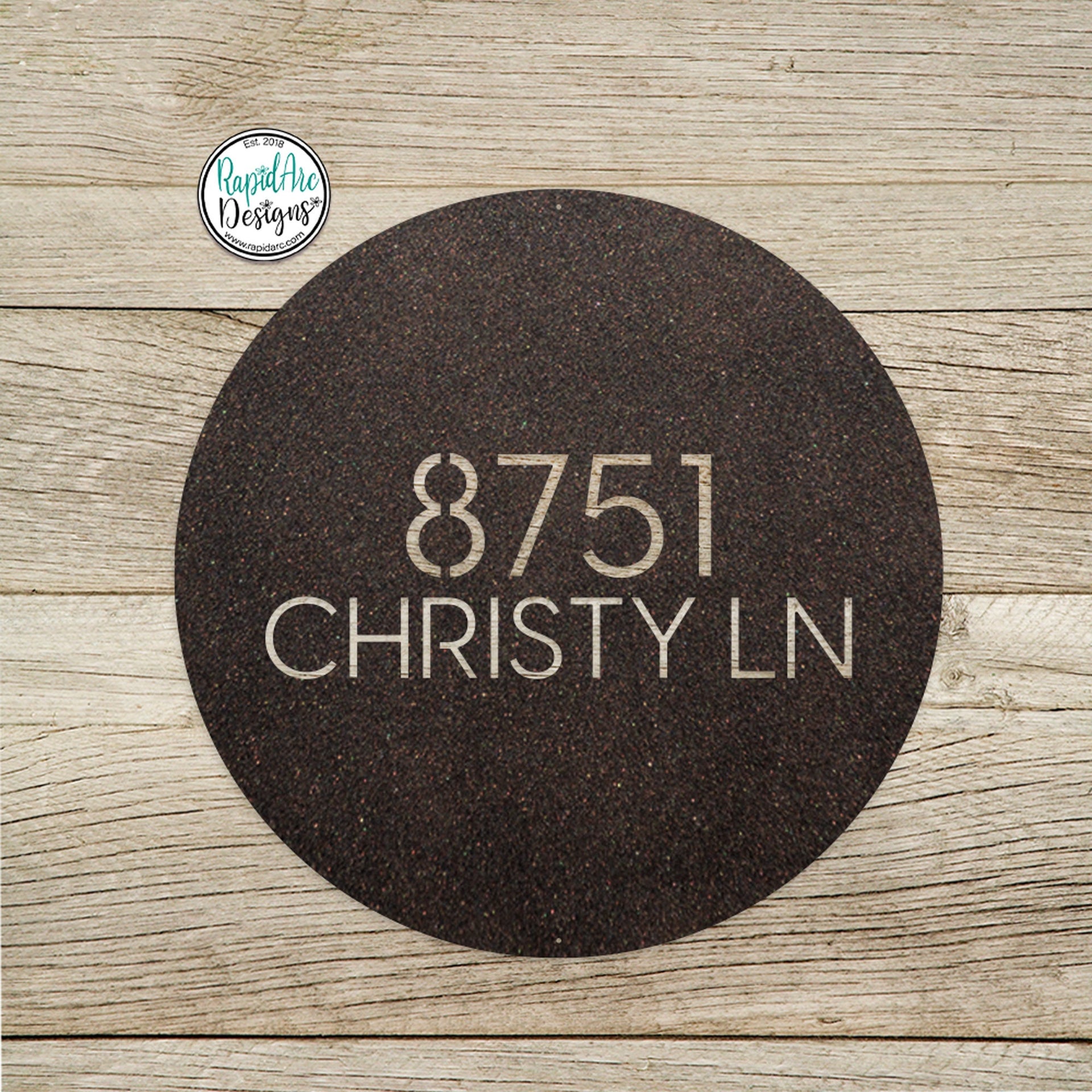 Round Metal Modern Address Sign - Custom House Number Plaque - Round Street Name and Number Sign - Modern Address Sign - Style A3