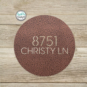 Round Metal Modern Address Sign - Custom House Number Plaque - Round Street Name and Number Sign - Modern Address Sign - Style A3