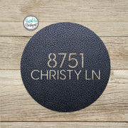 Round Metal Modern Address Sign - Custom House Number Plaque - Round Street Name and Number Sign - Modern Address Sign - Style A3