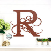 Metal Monogram Letter - Flourished Monogram Initial - Family Name Monongram Letter - Custom Wedding Anniversary Gift - Metal Wall Decor