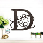 Metal Monogram Letter - Flourished Monogram Initial - Family Name Monongram Letter - Custom Wedding Anniversary Gift - Metal Wall Decor