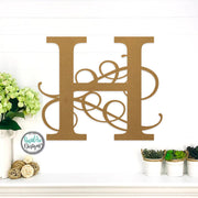 Metal Monogram Letter - Flourished Monogram Initial - Family Name Monongram Letter - Custom Wedding Anniversary Gift - Metal Wall Decor