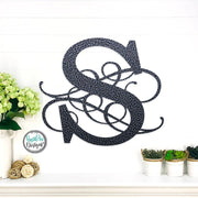 Metal Monogram Letter - Flourished Monogram Initial - Family Name Monongram Letter - Custom Wedding Anniversary Gift - Metal Wall Decor