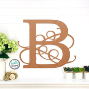 Metal Monogram Letter - Flourished Monogram Initial - Family Name Monongram Letter - Custom Wedding Anniversary Gift - Metal Wall Decor