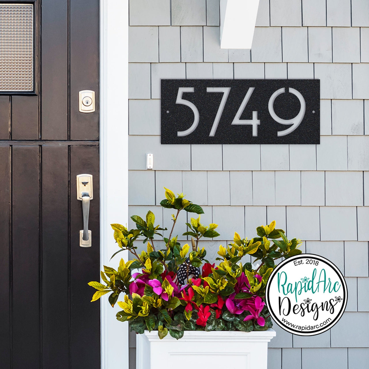 Mid Century Modern Rectangular House Number Sign - Modern Metal Address Sign -Retro Style House Number - MCM Rectangular Address Number Sign