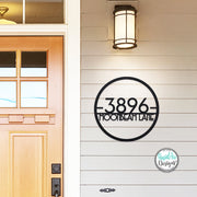 Metal Round Mid Century Modern Address Sign - Retro Style House Number Sign - Round Mid Century Address Number Sign - Style A2