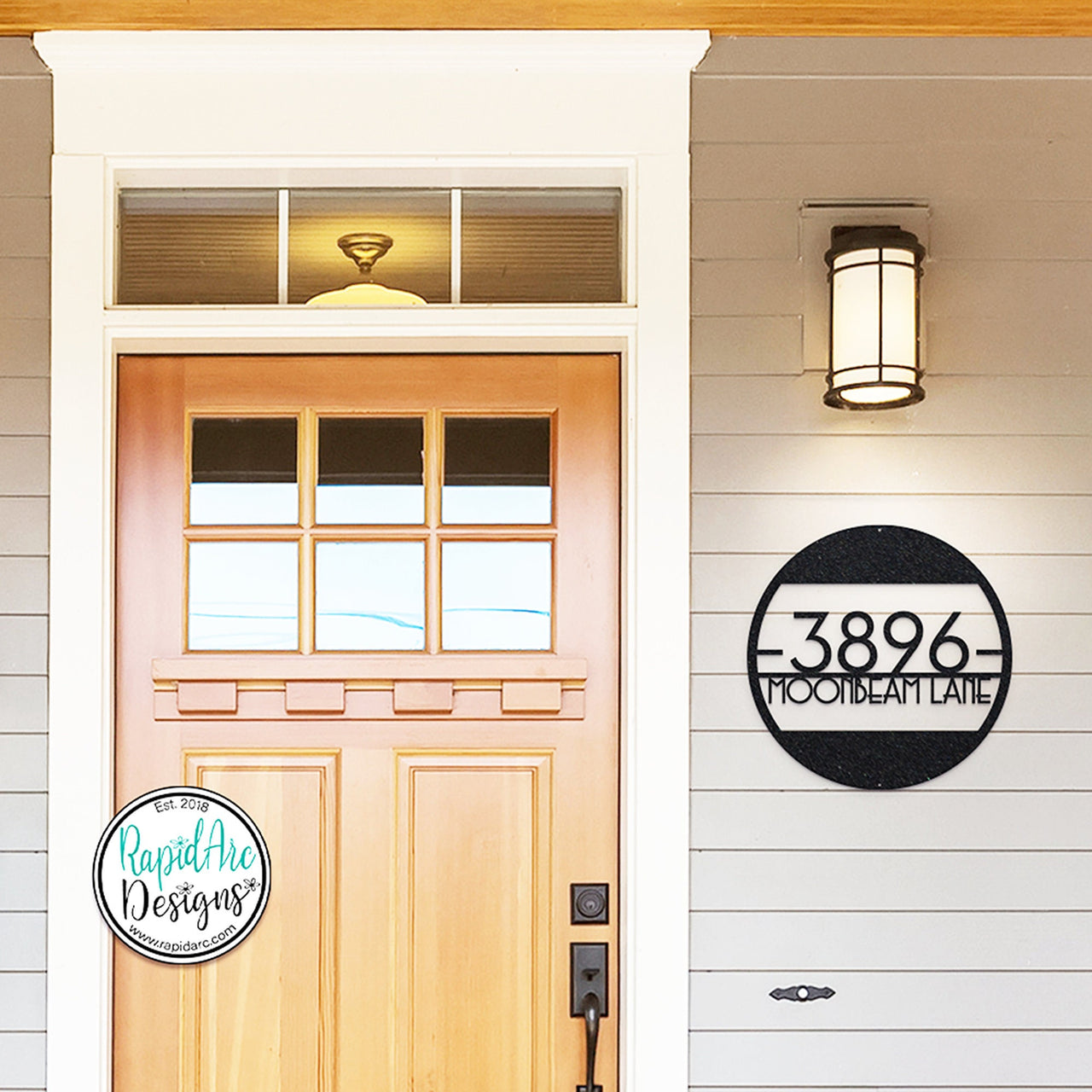 Metal Round Mid Century Modern Address Sign - Retro Style House Number Sign - Round Mid Century Address Number Sign - Style A1