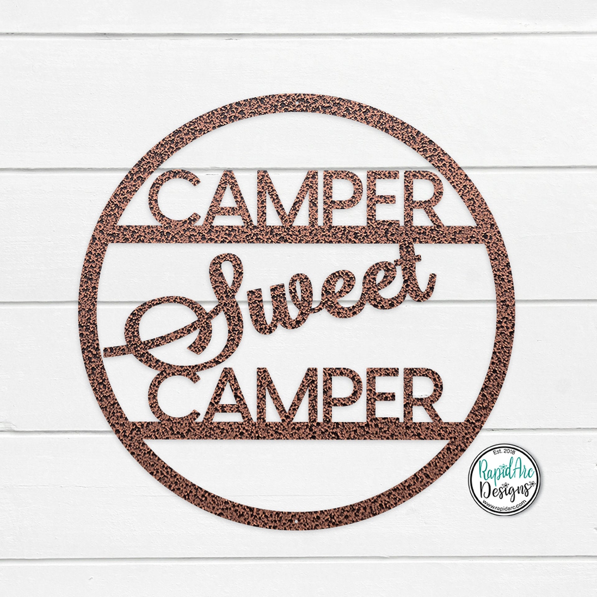 CAMPER Sweet CAMPER Round Metal Sign | Door Hanger | Camping Sign | RV Decor