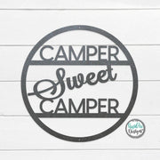 CAMPER Sweet CAMPER Round Metal Sign | Door Hanger | Camping Sign | RV Decor