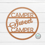 CAMPER Sweet CAMPER Round Metal Sign | Door Hanger | Camping Sign | RV Decor