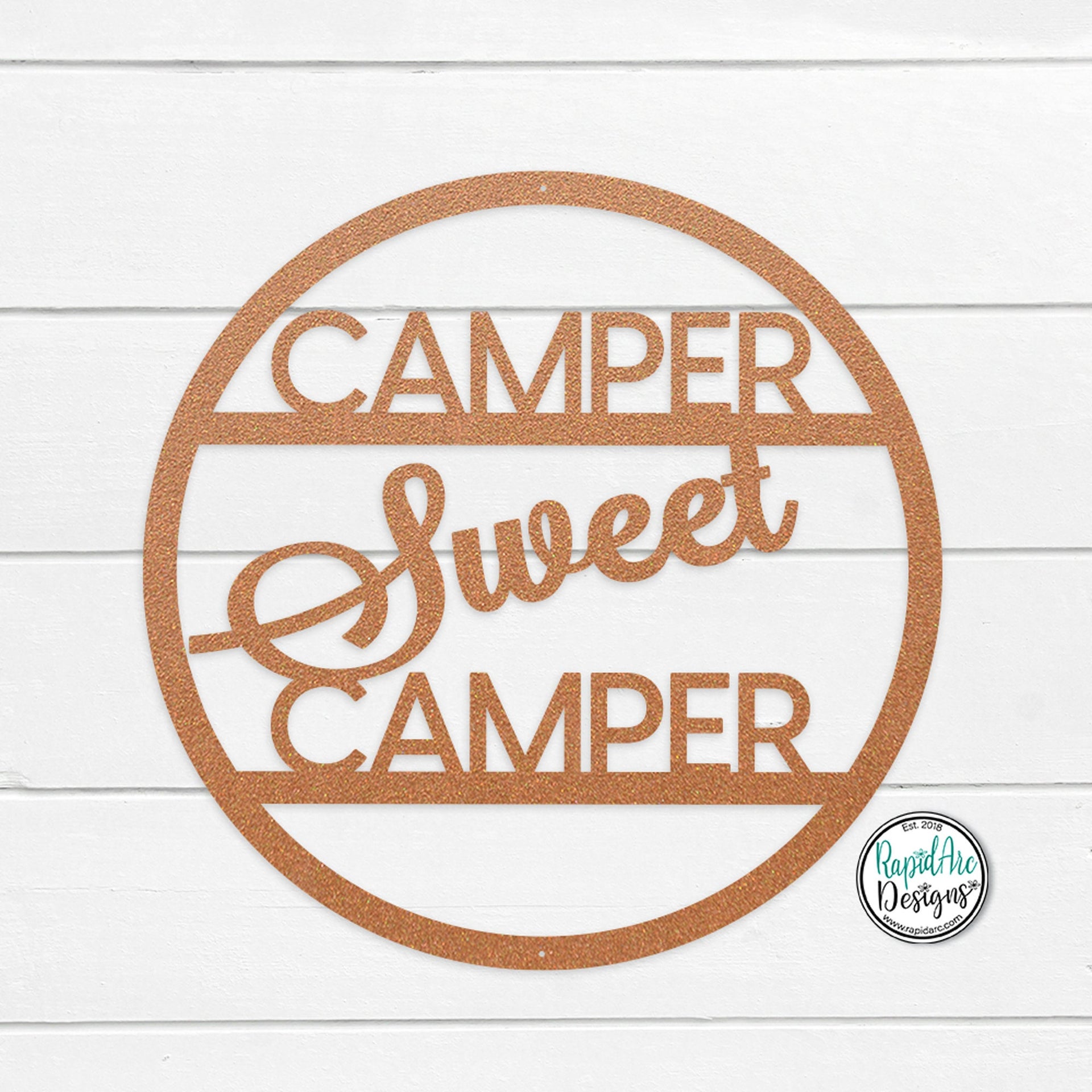 CAMPER Sweet CAMPER Round Metal Sign | Door Hanger | Camping Sign | RV Decor