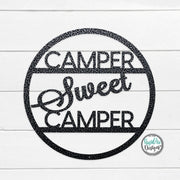 CAMPER Sweet CAMPER Round Metal Sign | Door Hanger | Camping Sign | RV Decor