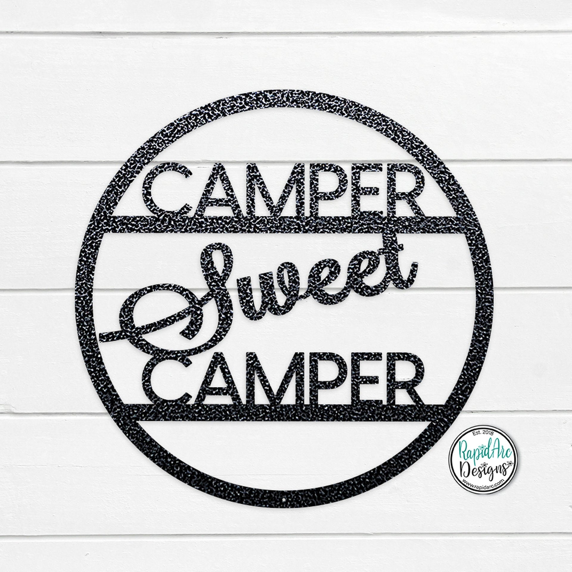 CAMPER Sweet CAMPER Round Metal Sign | Door Hanger | Camping Sign | RV Decor