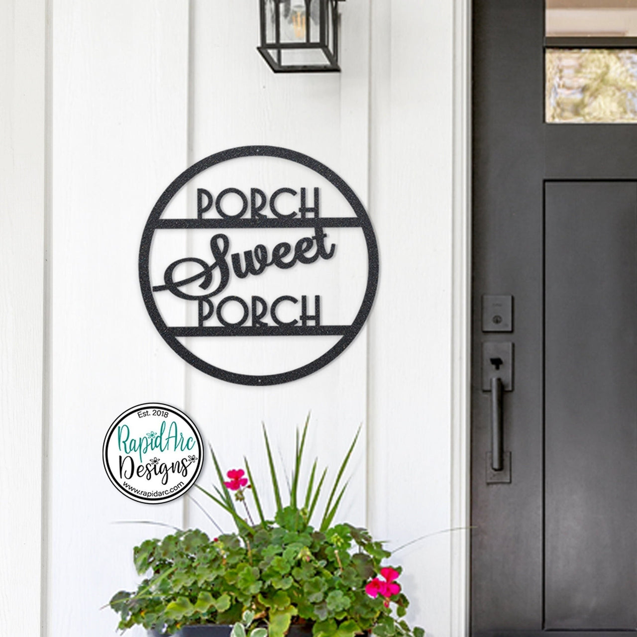 PORCH Sweet PORCH Round Metal Sign | Door Hanger | Custom Metal Sign | Outdoor Decor | Front Porch Sign