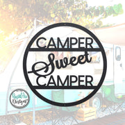 CAMPER Sweet CAMPER Round Metal Sign | Door Hanger | Camping Sign | RV Decor