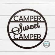 CAMPER Sweet CAMPER Round Metal Sign | Door Hanger | Camping Sign | RV Decor