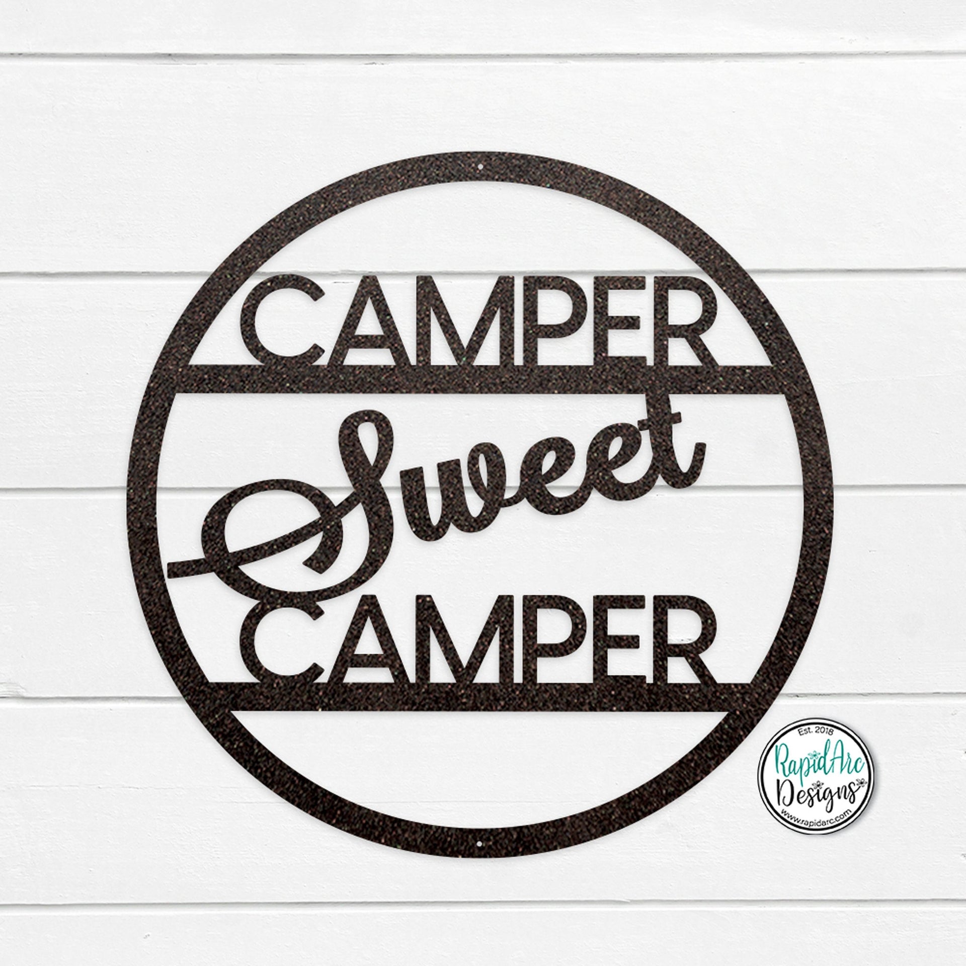CAMPER Sweet CAMPER Round Metal Sign | Door Hanger | Camping Sign | RV Decor
