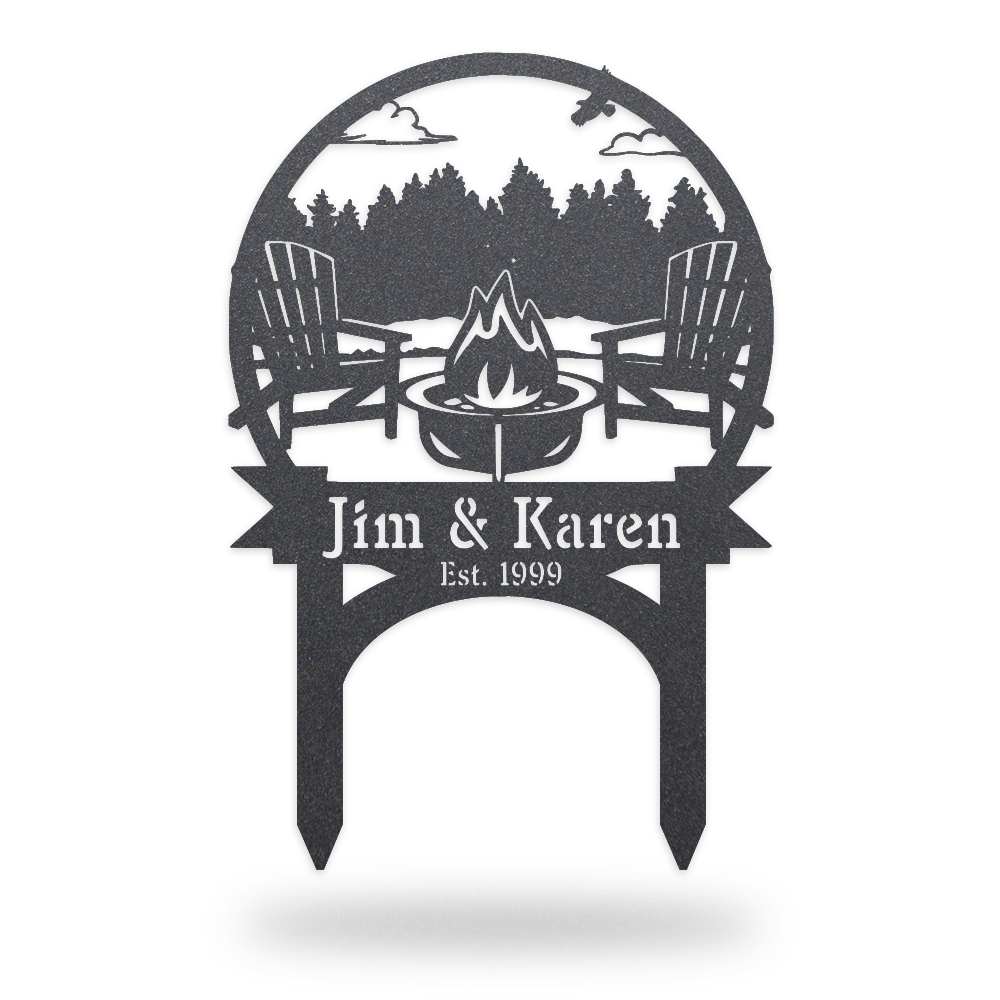 FOREST SCENE Campsite Sign w/Stakes